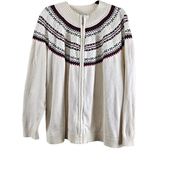 💥CJ Banks Knit Zip Front Cotton Cardigan Sweater - Picture 1 of 7